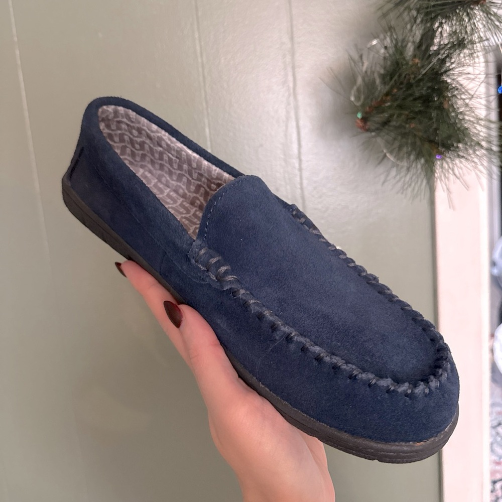 New Landsend Size 9 Leather Suede Moccasin Slippers